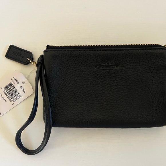 Coach Black Leather Double Zip Wristlet - Picture 6 of 6